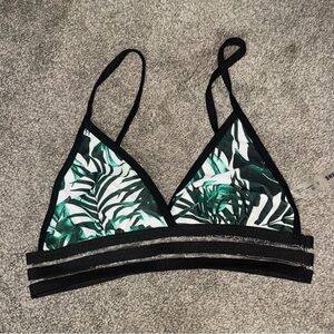 Tropical Leaf Print Bikini Top